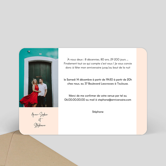 Invitation anniversaire Bandeau Verso