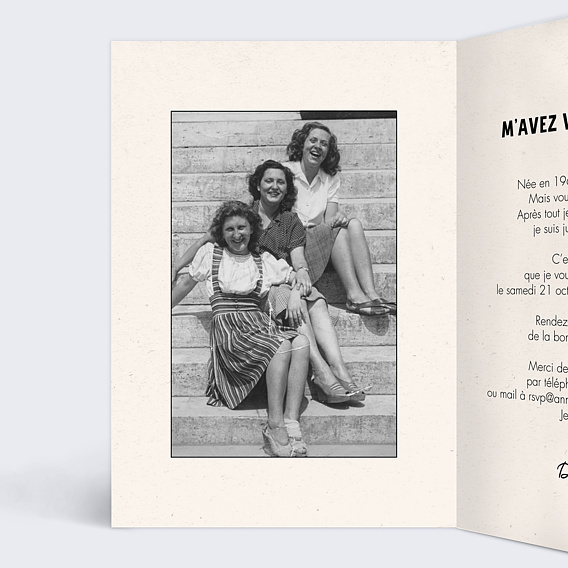 Invitation anniversaire Instants Gravés Intérieur Gauche