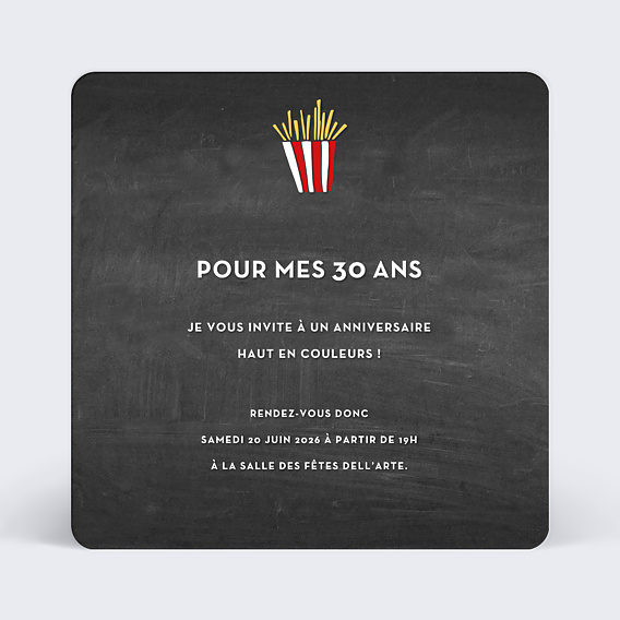 Invitation Anniversaire Adulte Burger Party