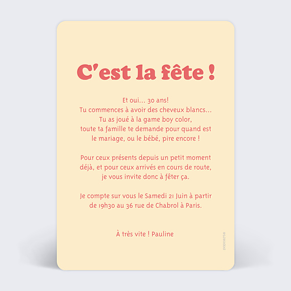 Invitation Anniversaire Adulte Tu sais que tu as 30 ans
