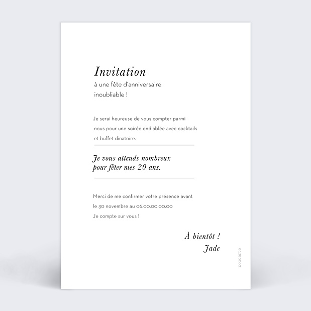 Invitation Anniversaire Adulte Édito Verso