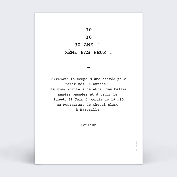 Invitation Anniversaire Polaroïd Simple Verso
