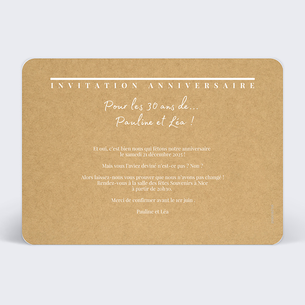 Invitation Multi Anniversaire Qui est-ce ? Verso