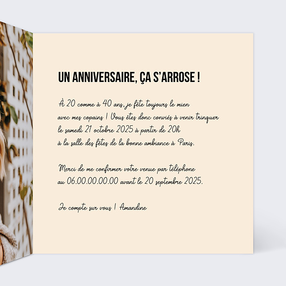 Invitation anniversaire Cassette Disco Intérieur Droit