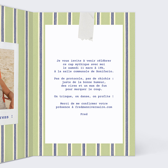 Invitation Anniversaire Adulte Vintage stripes