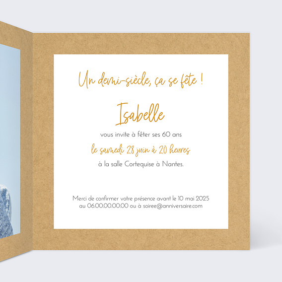 Invitation anniversaire Fanions Bucoliques Kraft Intérieur Droit