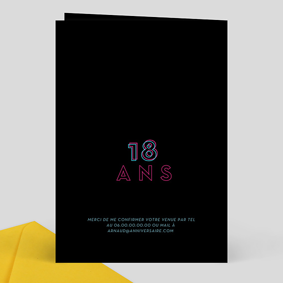 Invitation anniversaire Funny Neons Verso