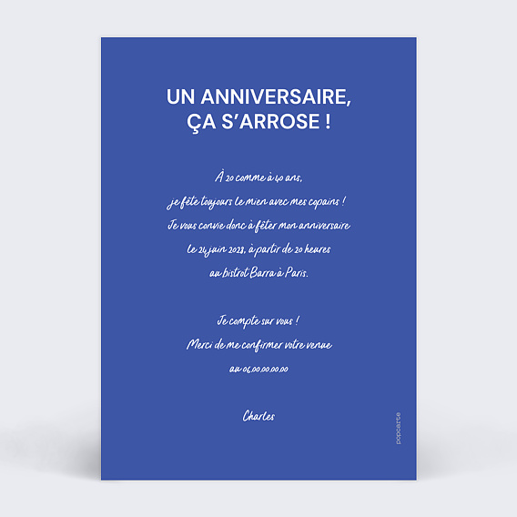 Invitation anniversaire Convocation Verso