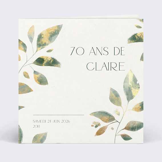 Invitation anniversaire Feuilles de jade