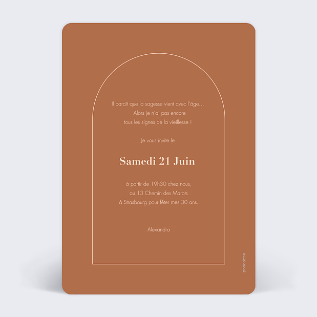 Invitation Anniversaire Moderne Verso