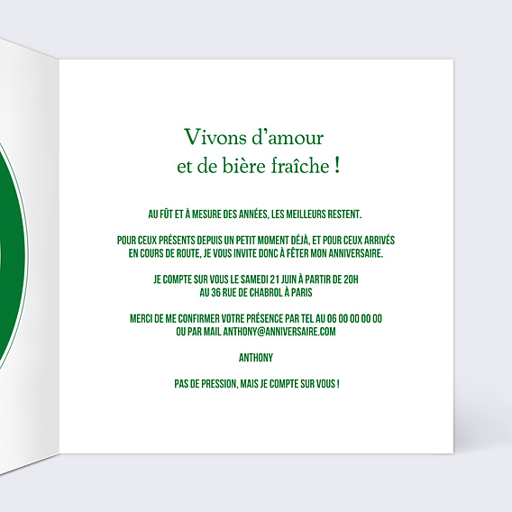 Invitation Anniversaire Adulte Petite Bière