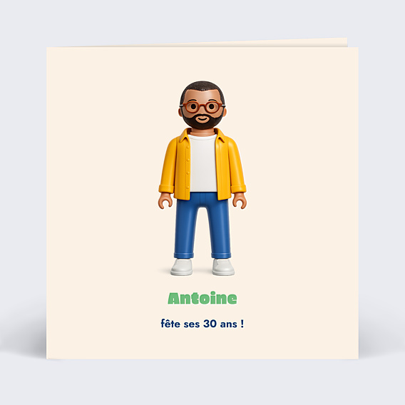 Invitation Anniversaire Adulte Portrait en figurine