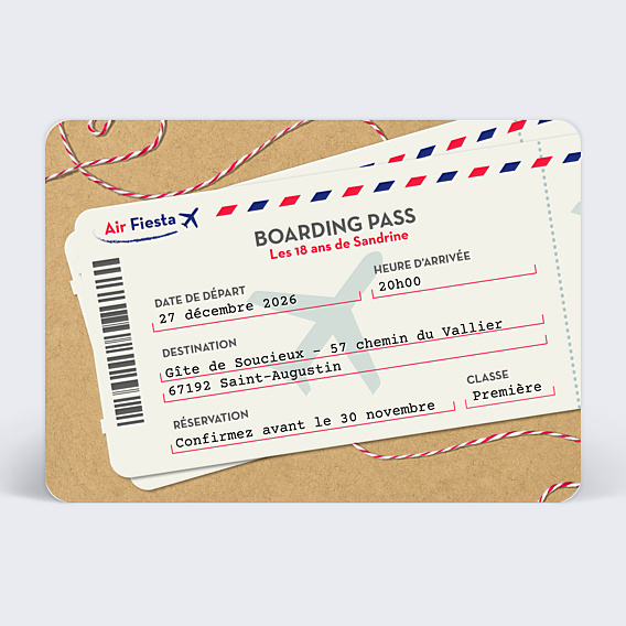 Invitation anniversaire Boarding Pass