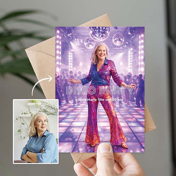 Invitation anniversaire Portrait en danseur disco
