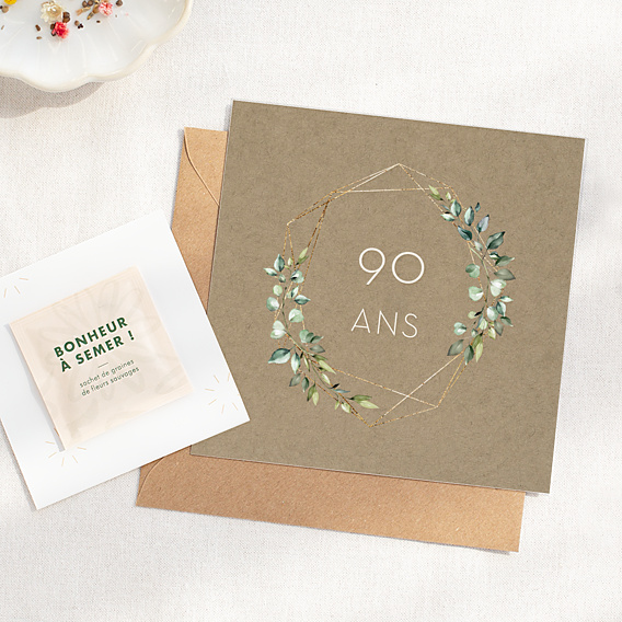 Invitation anniversaire Eucalyptus élégant graines