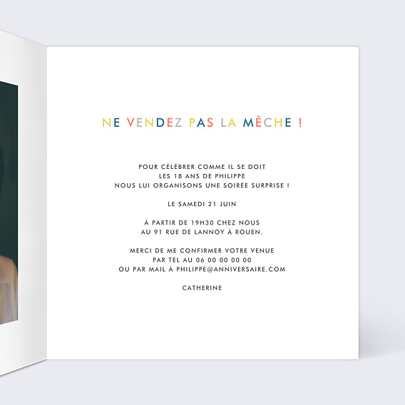 Invitation anniversaire Bougie Surprise Intérieur Droit
