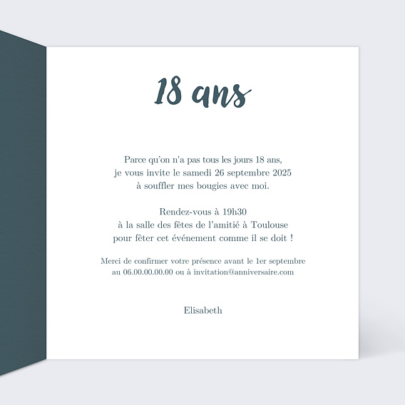 Invitation anniversaire Cadre Élégant Intérieur Droit
