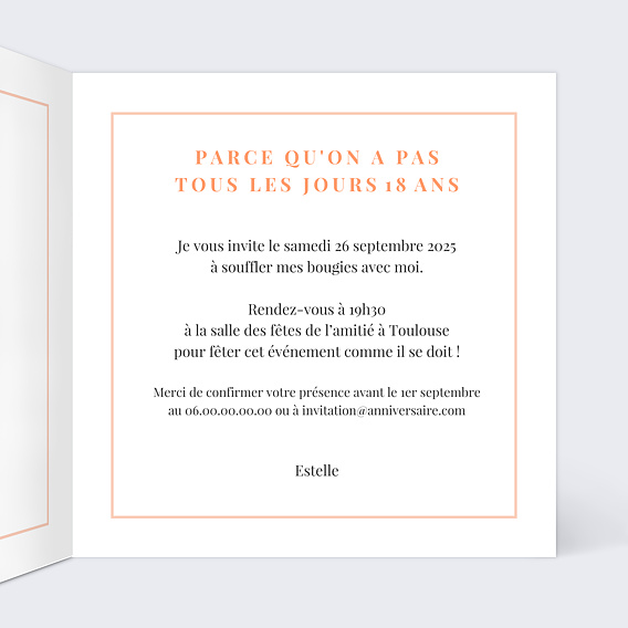 Invitation anniversaire Joli Filet Intérieur Droit