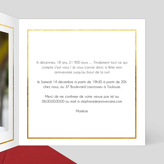 Invitation anniversaire Jolies Cadres Intérieur Droit