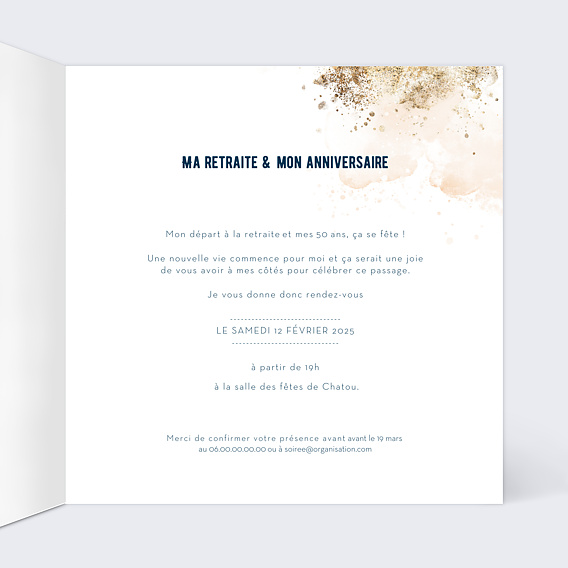 Invitation anniversaire Dorure Mystique Intérieur Droit