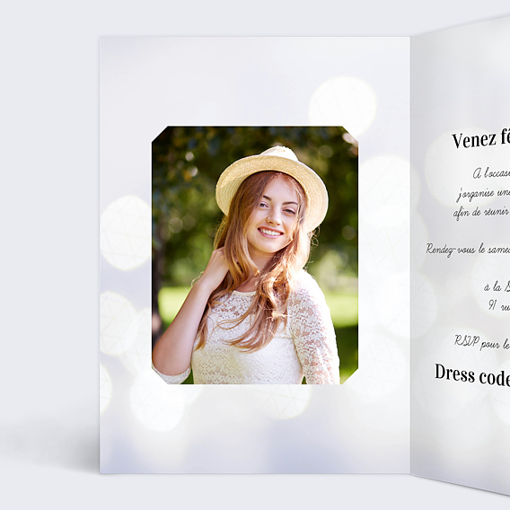 Invitation anniversaire Soirée Blanche Intérieur Gauche