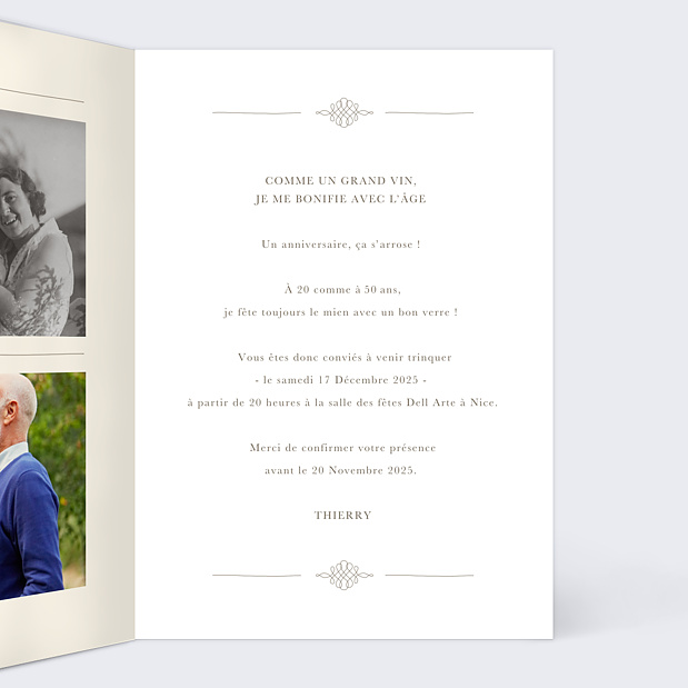Invitation Anniversaire Adulte Grand Cru Intérieur Droit