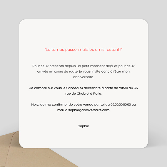 Invitation anniversaire Rebus Verso