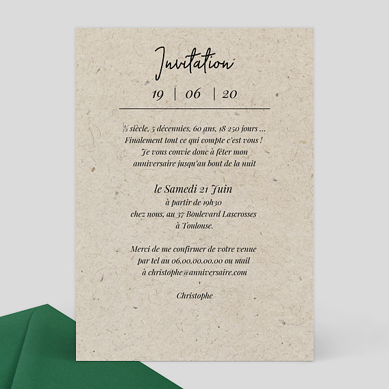 Invitation anniversaire Esprit Chiné Verso