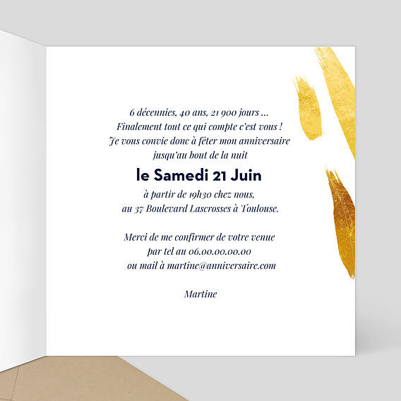 Invitation anniversaire Citation Anniversaire  Intérieur Droit