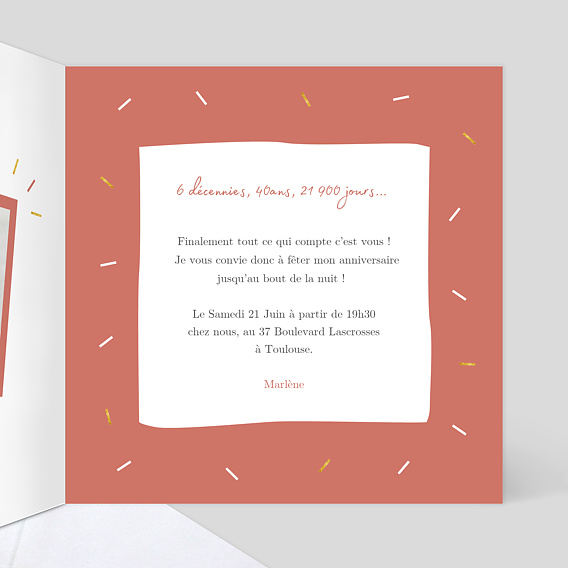 Invitation anniversaire Graphique Intérieur Droit