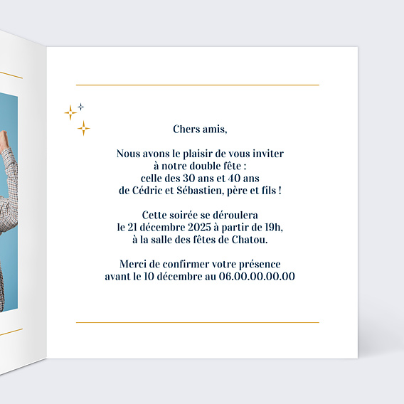 Invitation anniversaire Multi-raisons Multi-anniversaire Intérieur Droit