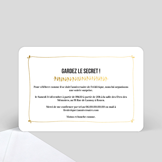 Invitation anniversaire Jolies Feuilles Verso