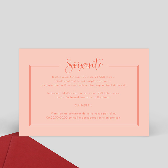 Invitation anniversaire Milestone Soixante Verso