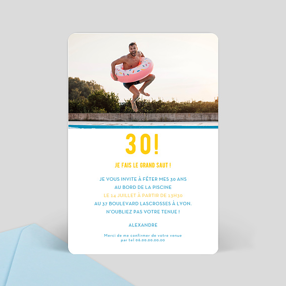 Invitation anniversaire Plouf Party Verso