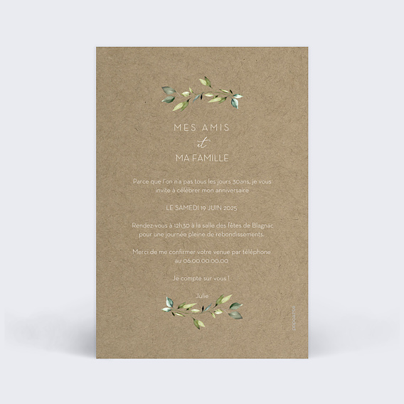 Invitation anniversaire Save Kraft Verso