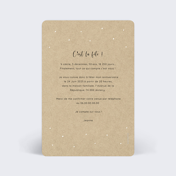 Invitation anniversaire Save the date Guinguette Verso