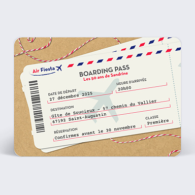 Invitation Anniversaire Adulte Boarding Pass