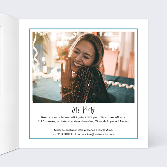 Invitation anniversaire Cadre Intérieur Droit