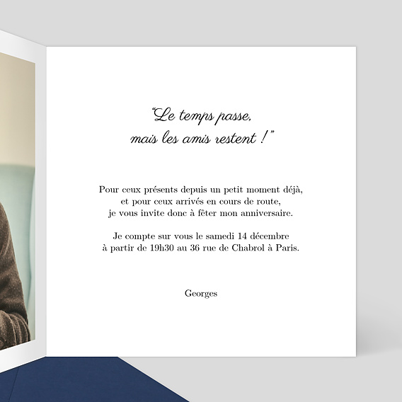 Invitation anniversaire Dorure Couronnée Intérieur Droit