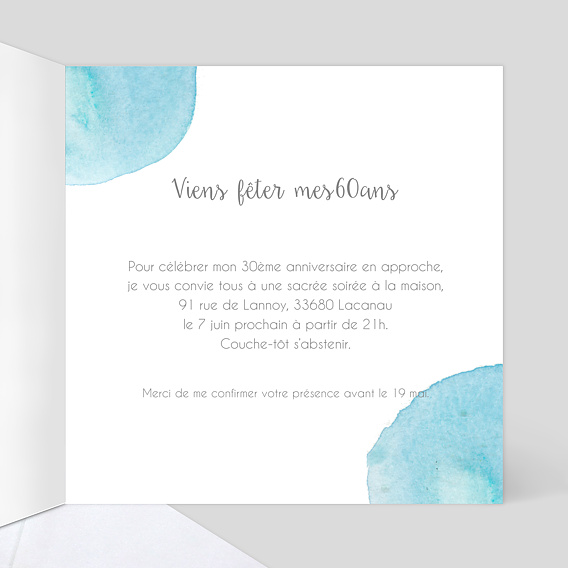 Invitation anniversaire Goutte d'Eau Intérieur Droit