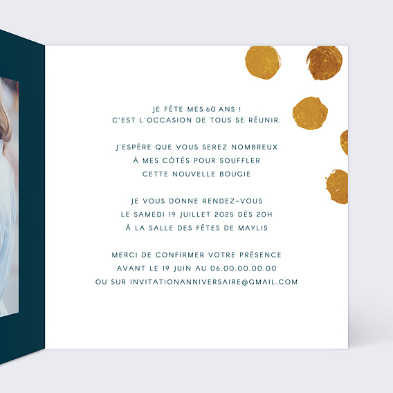 Invitation anniversaire Adulte Graphique Chic Intérieur Droit