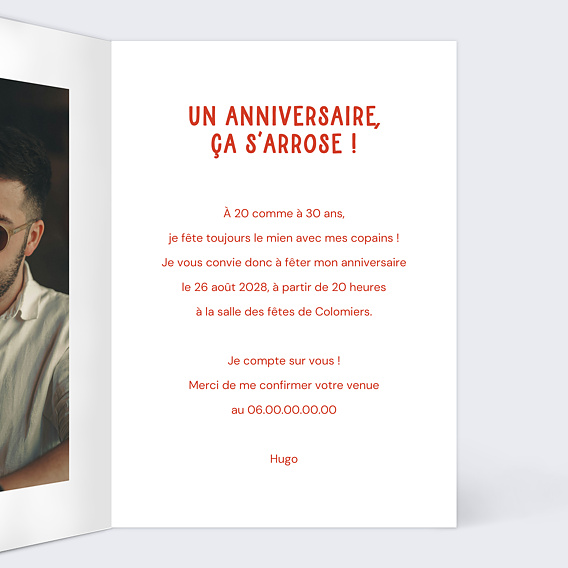 Invitation anniversaire Plateau apéro Intérieur Droit