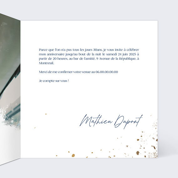 Invitation anniversaire Pluie étoilée Intérieur Droit