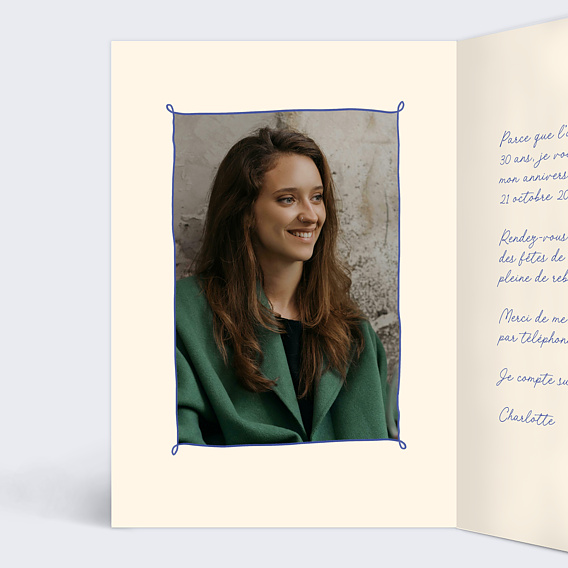 Invitation anniversaire Illustration fête Intérieur Gauche