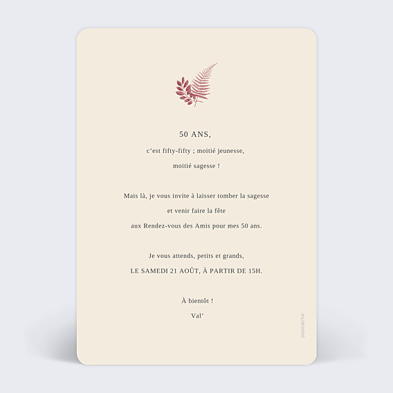 Invitation Anniversaire Adulte Esprit Floral