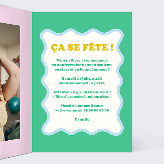 Invitation Anniversaire Adulte Wavy stripes