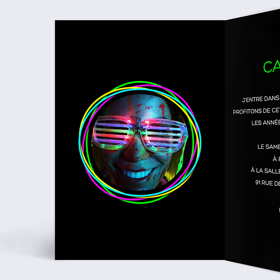 Invitation Anniversaire Adulte Fluo