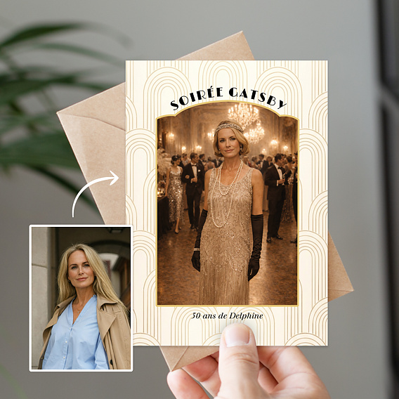 Invitation anniversaire Portrait univers Gatbsy Après 1