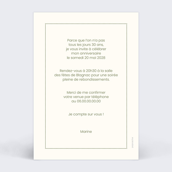 Invitation Anniversaire Adulte Grands chiffres petite photo