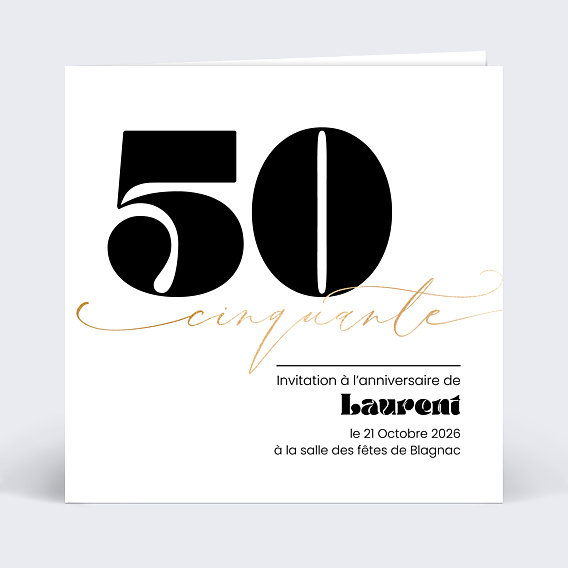 Invitation Anniversaire Adulte 50 ans Moderne